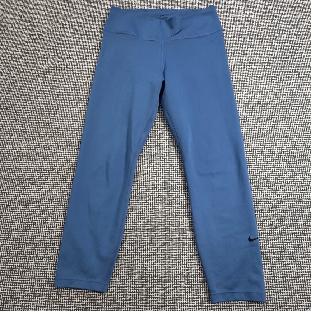 Nike Dri-FIT Women Blue Cropped Leggings Athletic Training Tights Size M